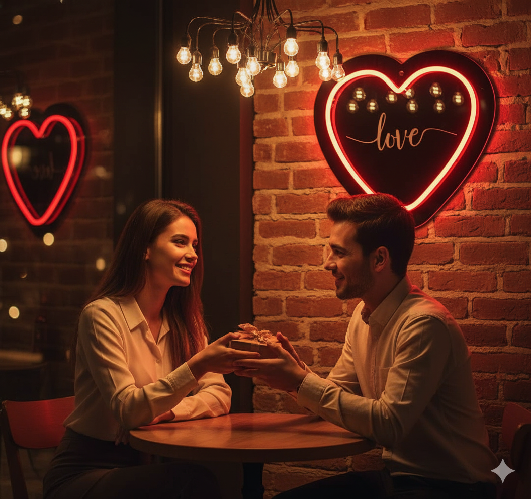 تابلو نئون قلبی با حکاکی